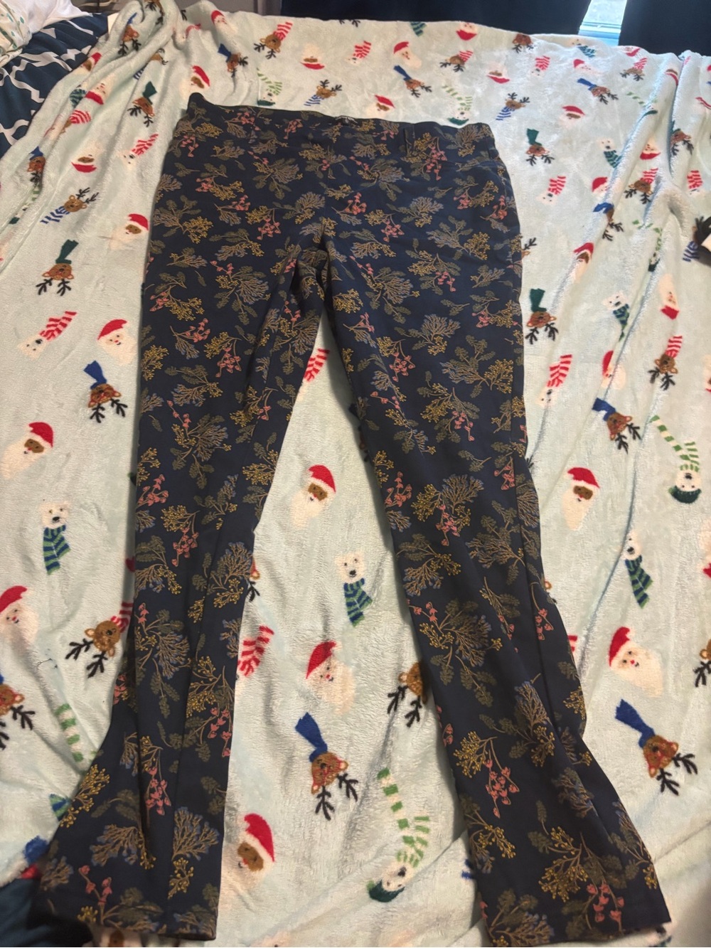 George Navy Botanical Print Pants